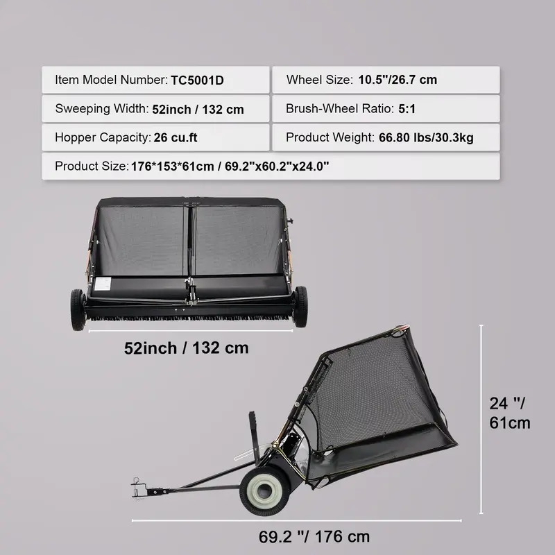 Adjustable Lawn Debris Sweeper Cart