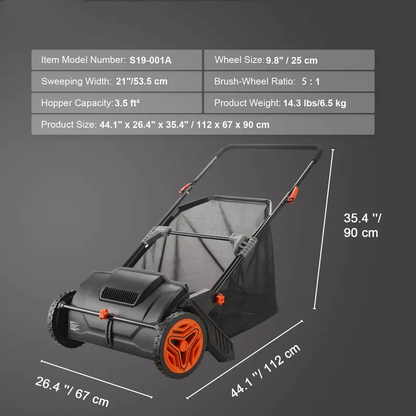 Adjustable Lawn Debris Sweeper Cart