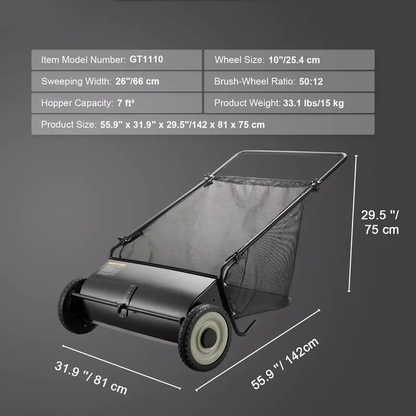 Adjustable Lawn Debris Sweeper Cart