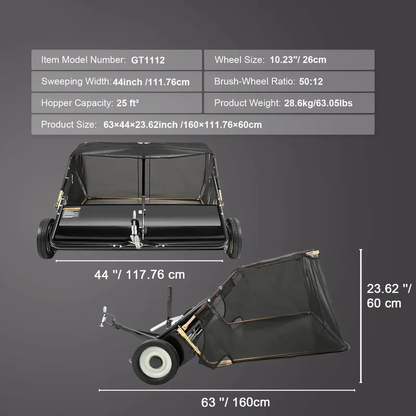 Adjustable Lawn Debris Sweeper Cart
