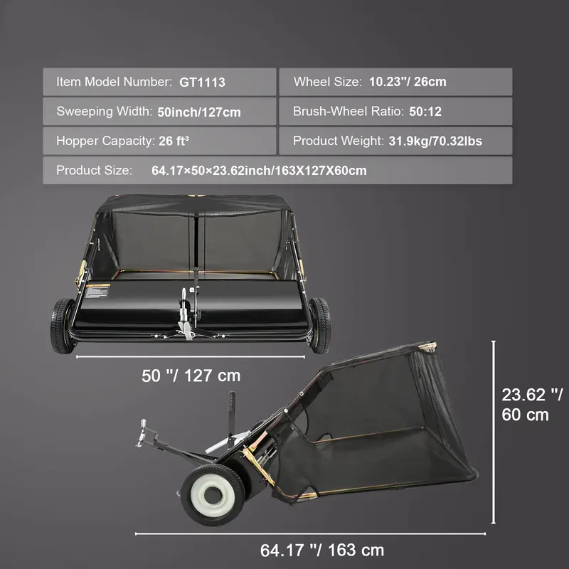 Adjustable Lawn Debris Sweeper Cart