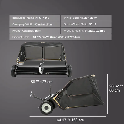 Adjustable Lawn Debris Sweeper Cart