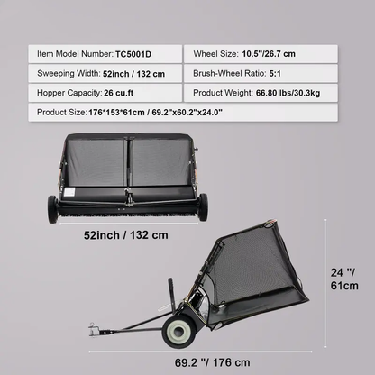 Adjustable Lawn Debris Sweeper Cart