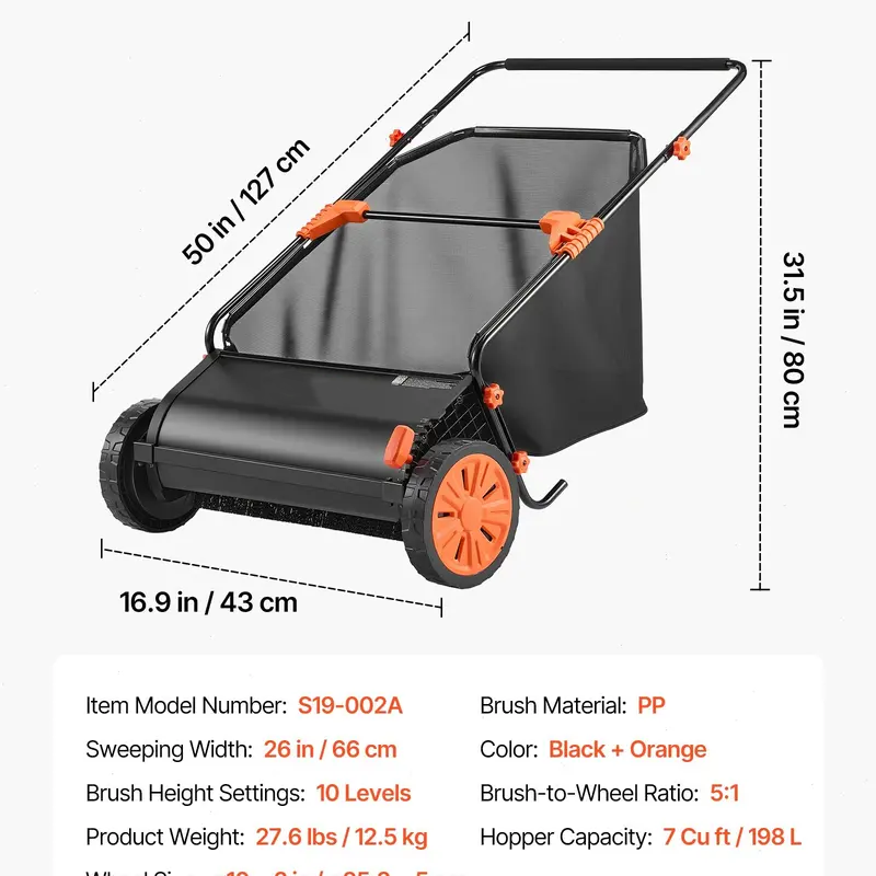 Adjustable Lawn Debris Sweeper Cart