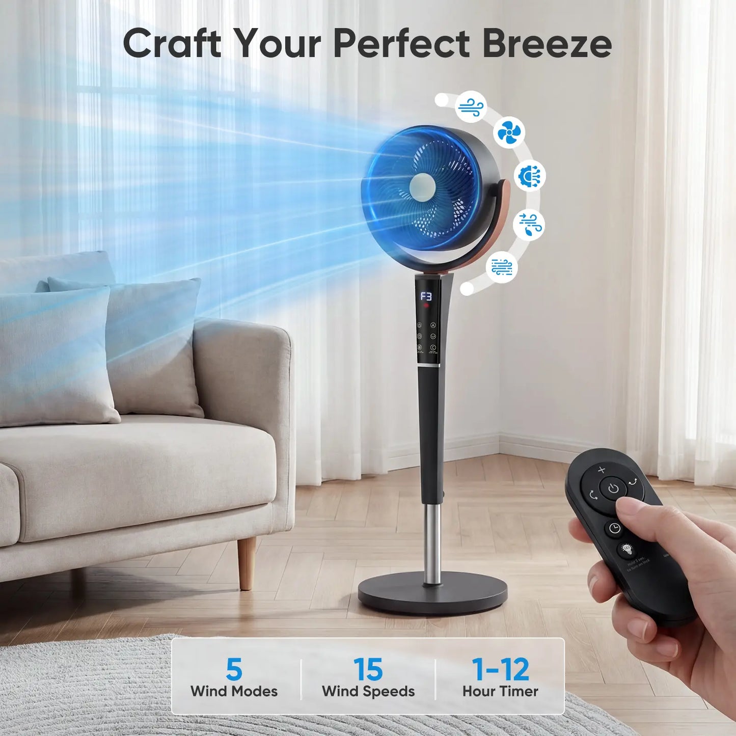 Adjustable Whole-Room Cooling Fan